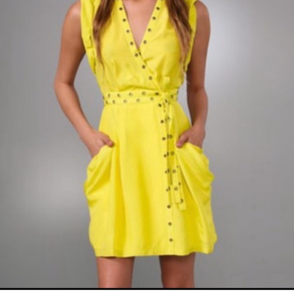 Nanette Lepore Yellow Studded Mini Dress